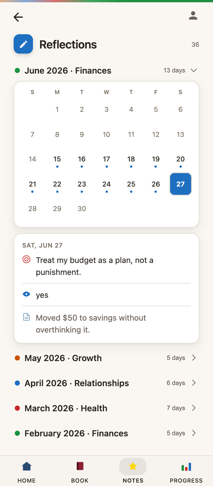 Reflections calendar