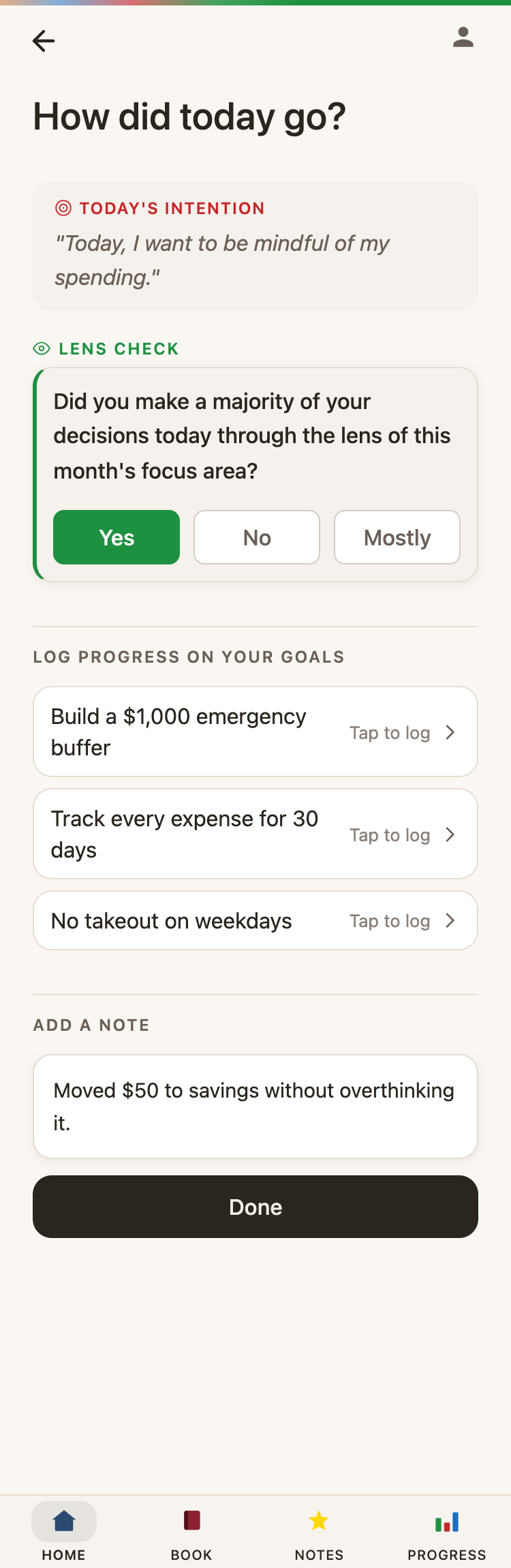 Daily check-in